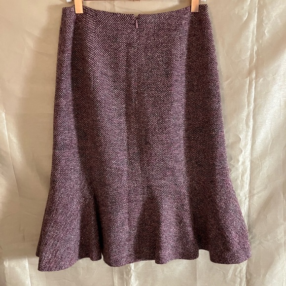 Women’s Ann Taylor Mermaid Ruffle Skirt Size 0 Pink/Black Tweed Wool Blend - Picture 3 of 12